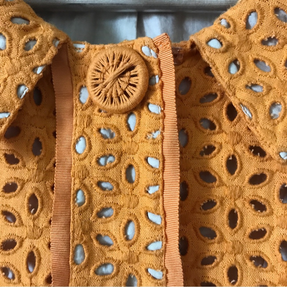 Chico’s Orange Eyelet embroidered Jacket blazer size M - Picture 12 of 15